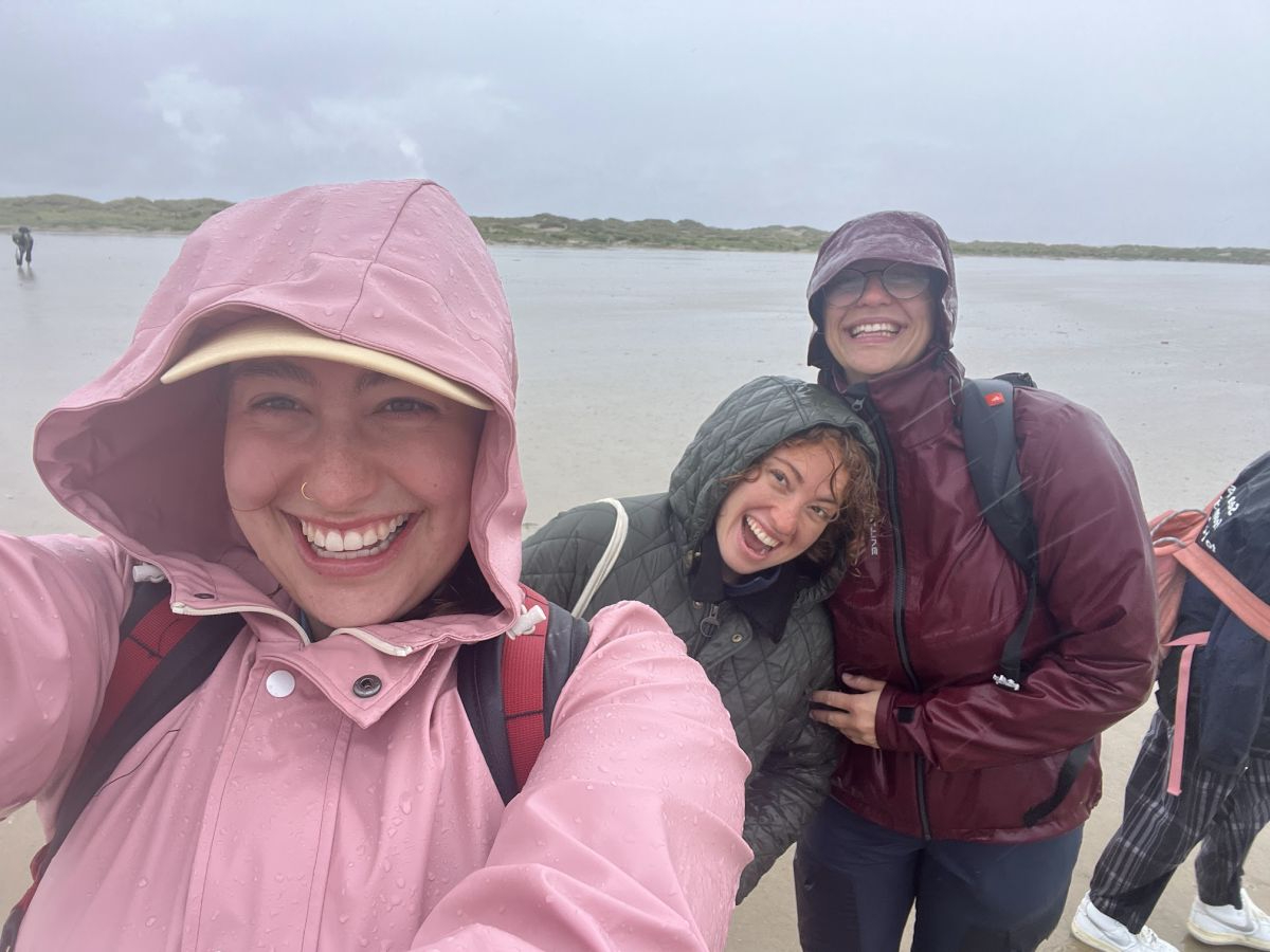 Braving the elements on the tidal flats! (photo credit: Madison Cicha) 