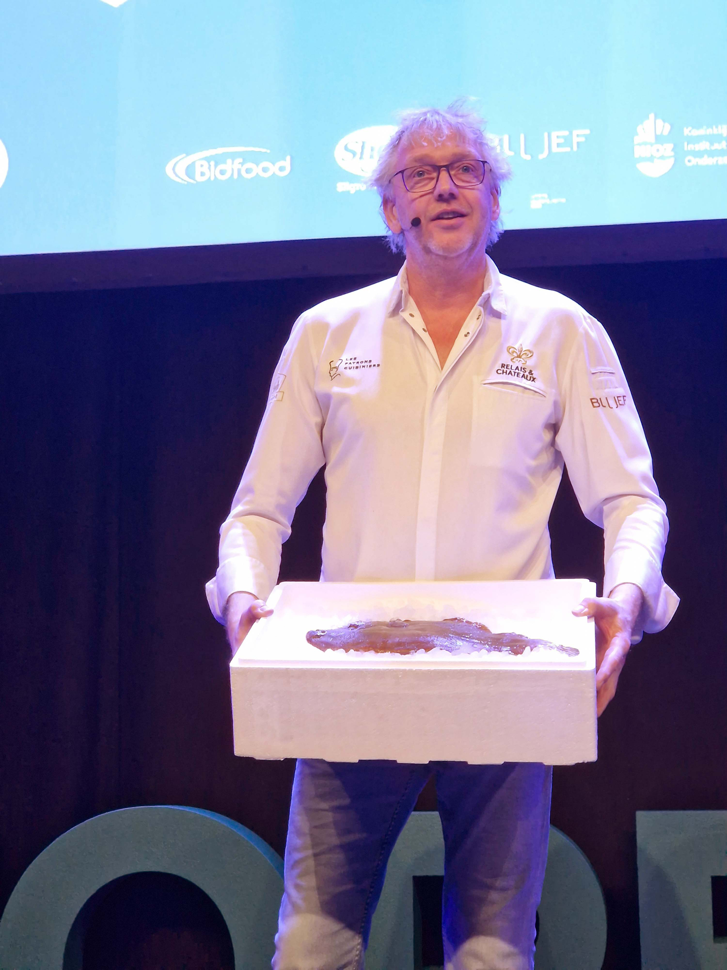 Chef Jef Schuur showing a fresh sole, of about twenty years old