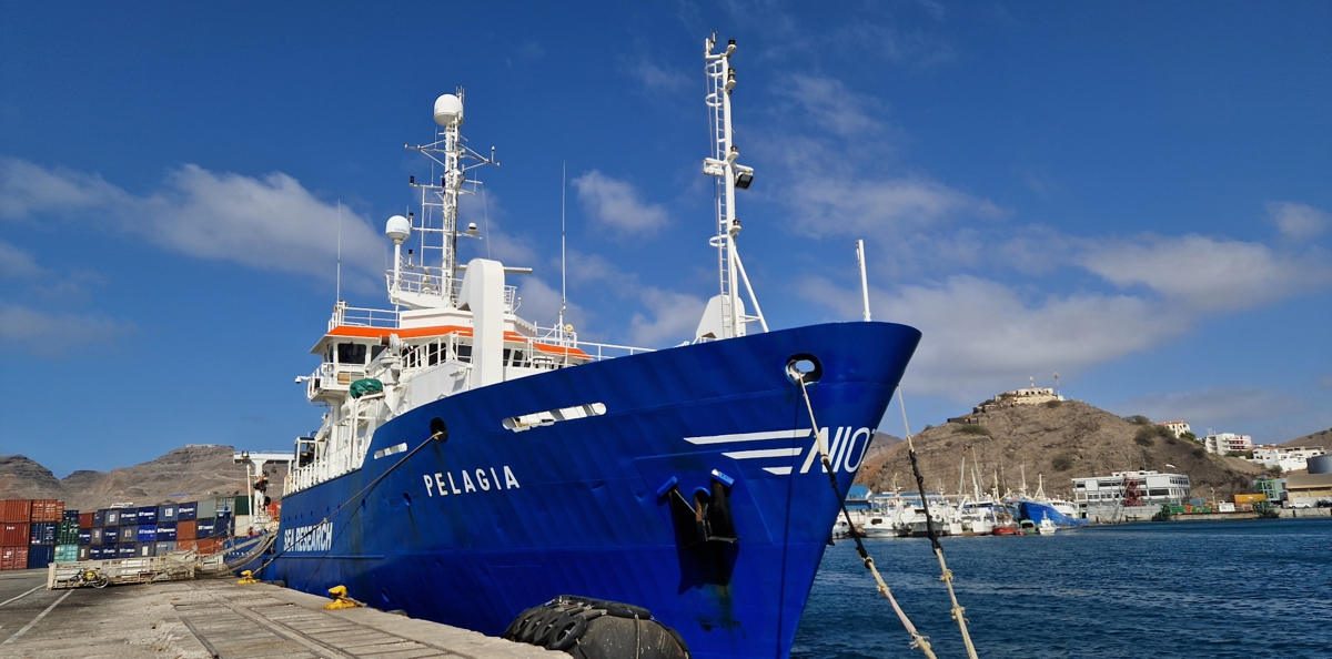 RV Pelagia in the harbour of Mindelo, Sao Vicente