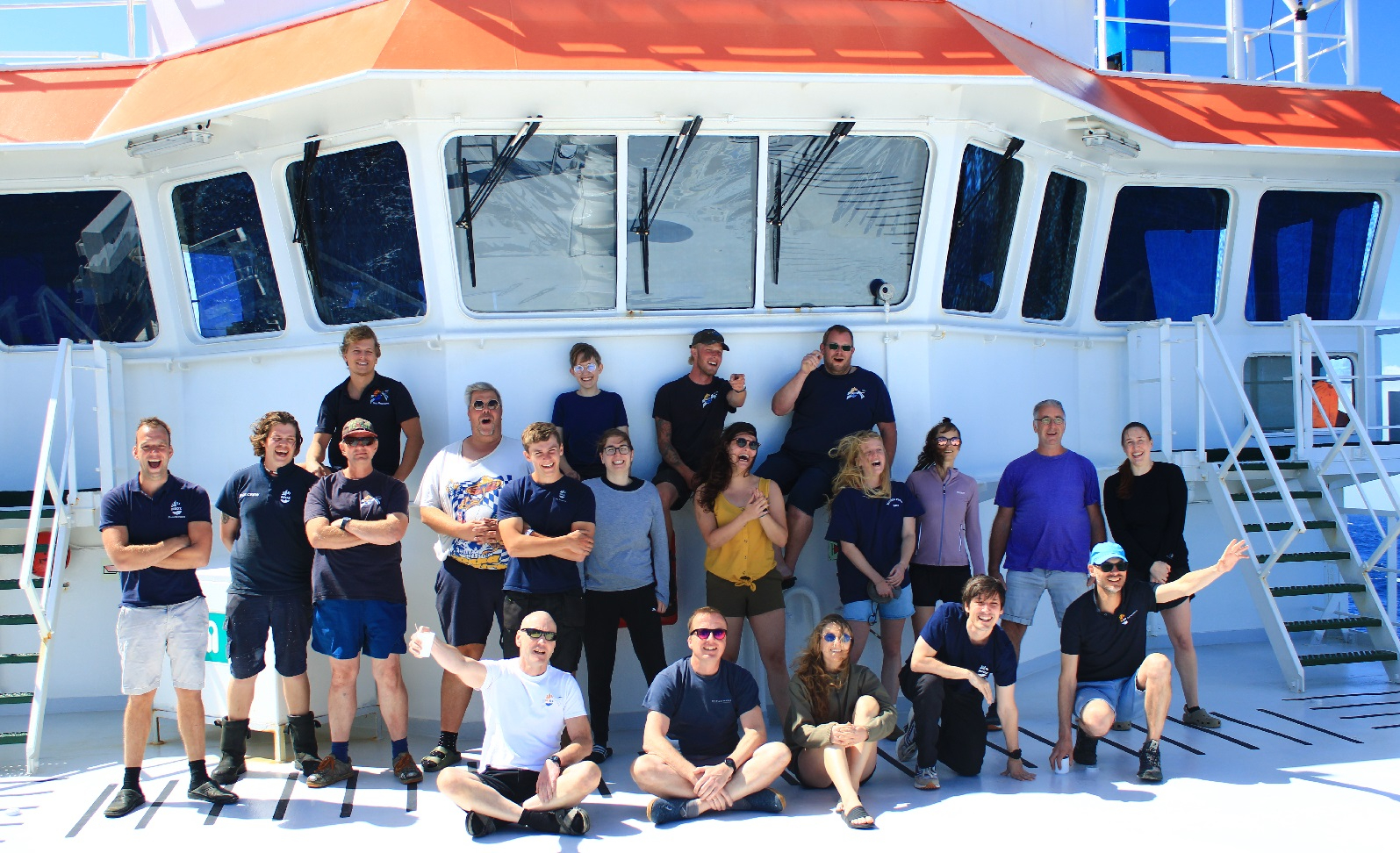 The TIPTOP dream team in front of the bridge of RV Pelagia