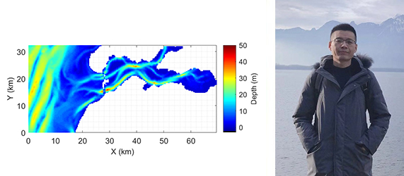 Photo 1: GETM model domain and bathymetry of the Oosterschelde.